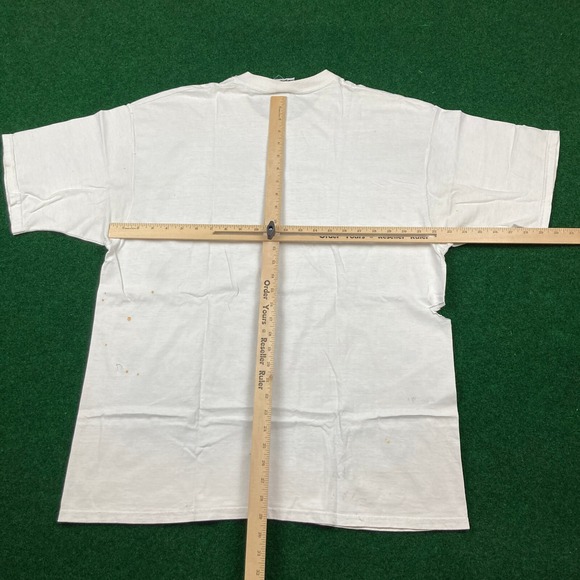 Vintage Tasmanian Devil Shirt Mens XL White 1997 Taz Fishing Get Reel AOP 90s - Picture 14 of 16